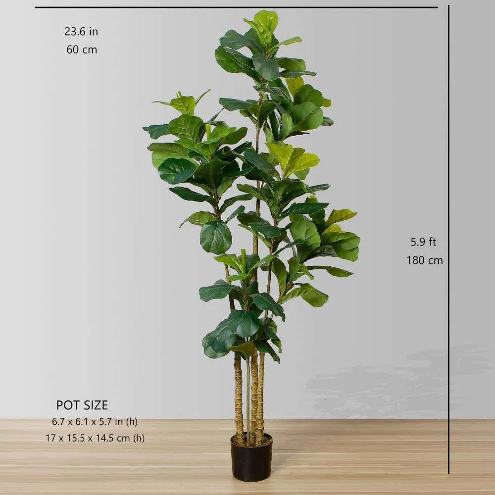 Planta en maceta de hoja de violín artificial rica (tamaño múltiple）