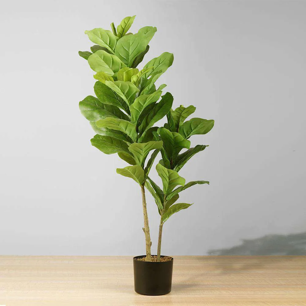 Planta en maceta de hoja de violín artificial rica (tamaño múltiple）