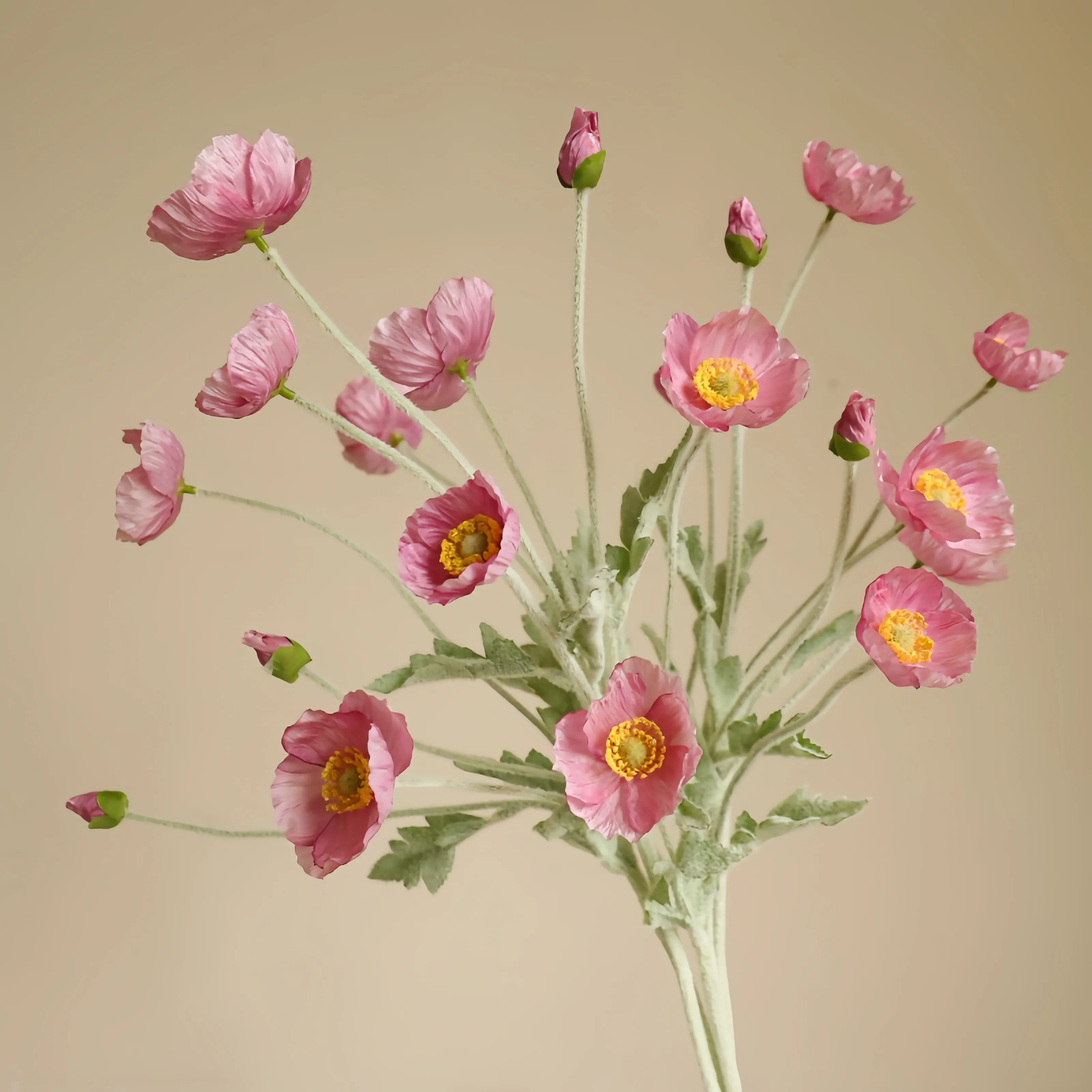 Faux Flocked Poppy Arreglo de la amapola