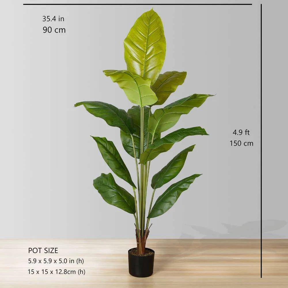 Planta en maceta de hoja de spathiphyllum artificial (múltiples tamaños)
