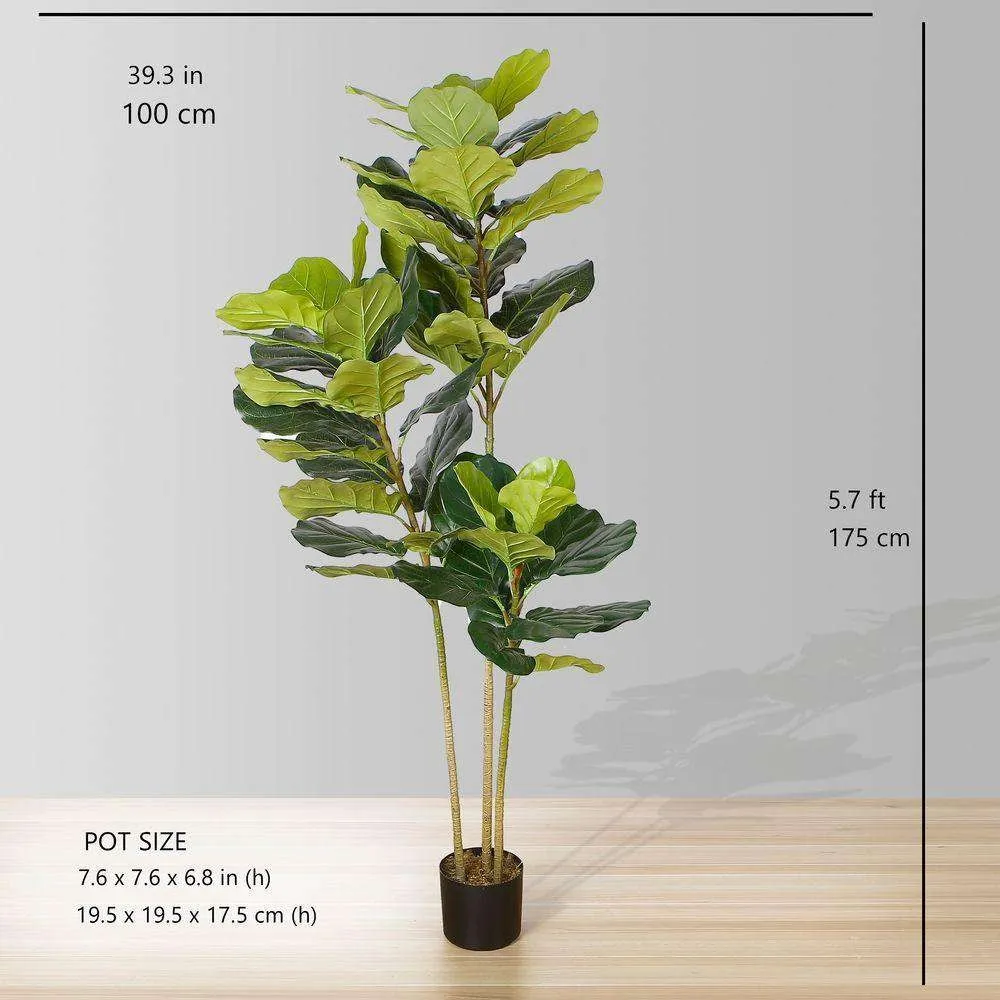 Planta en maceta de hoja de violín artificial lyrata (tamaños múltiples)