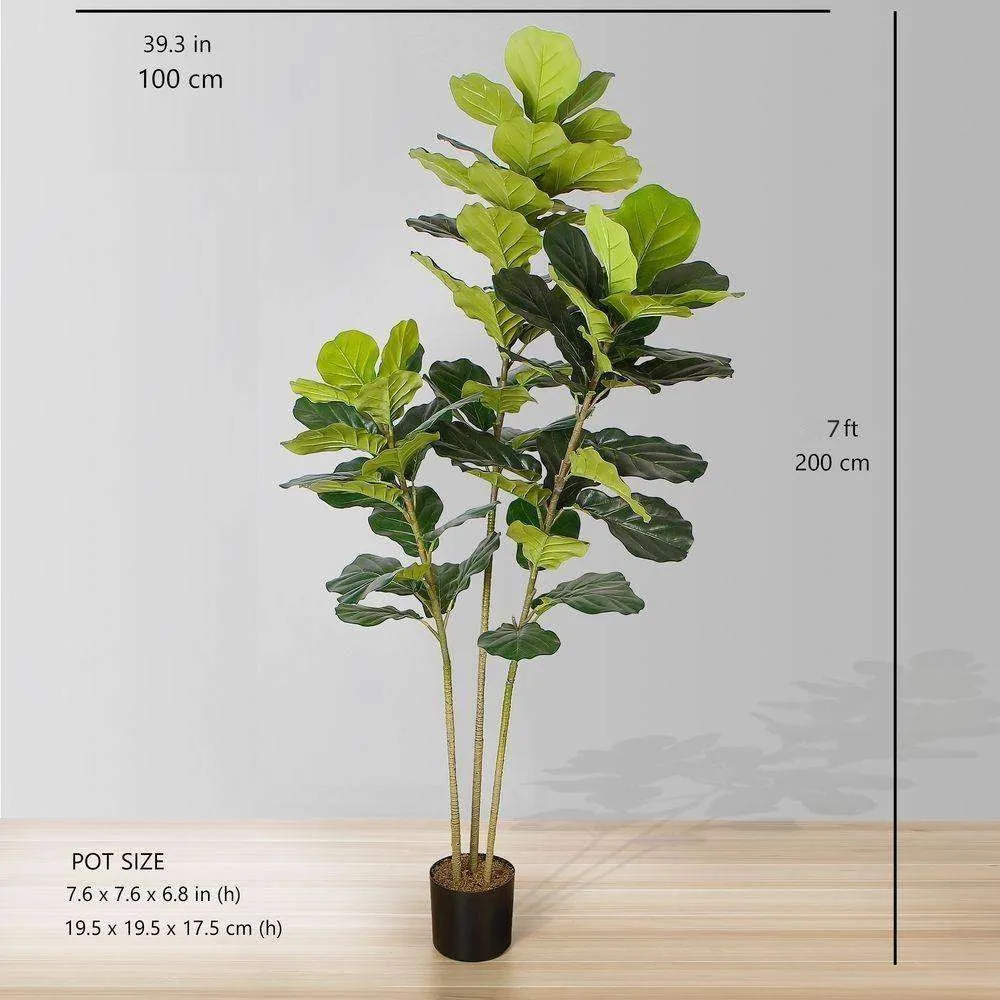 Planta en maceta de hoja de violín artificial lyrata (tamaños múltiples)