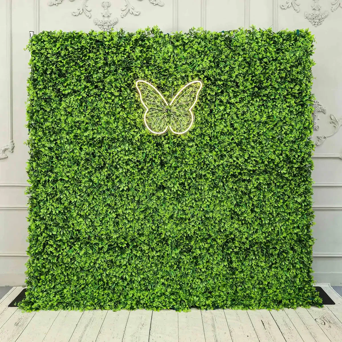 Muro de flores de tela artificial verde tela enrollable telón de fondo floral para fiesta