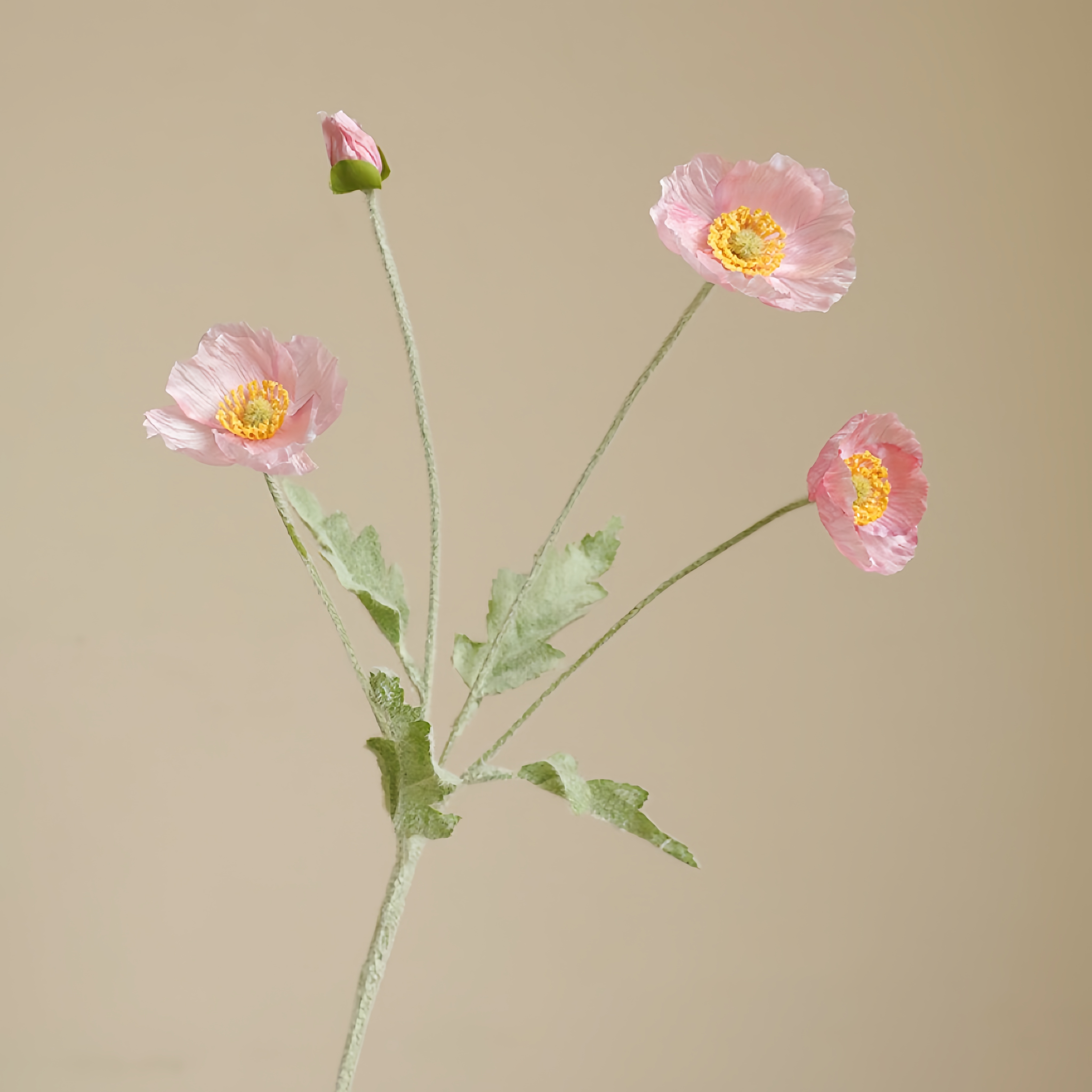Faux Flocked Poppy Arreglo de la amapola