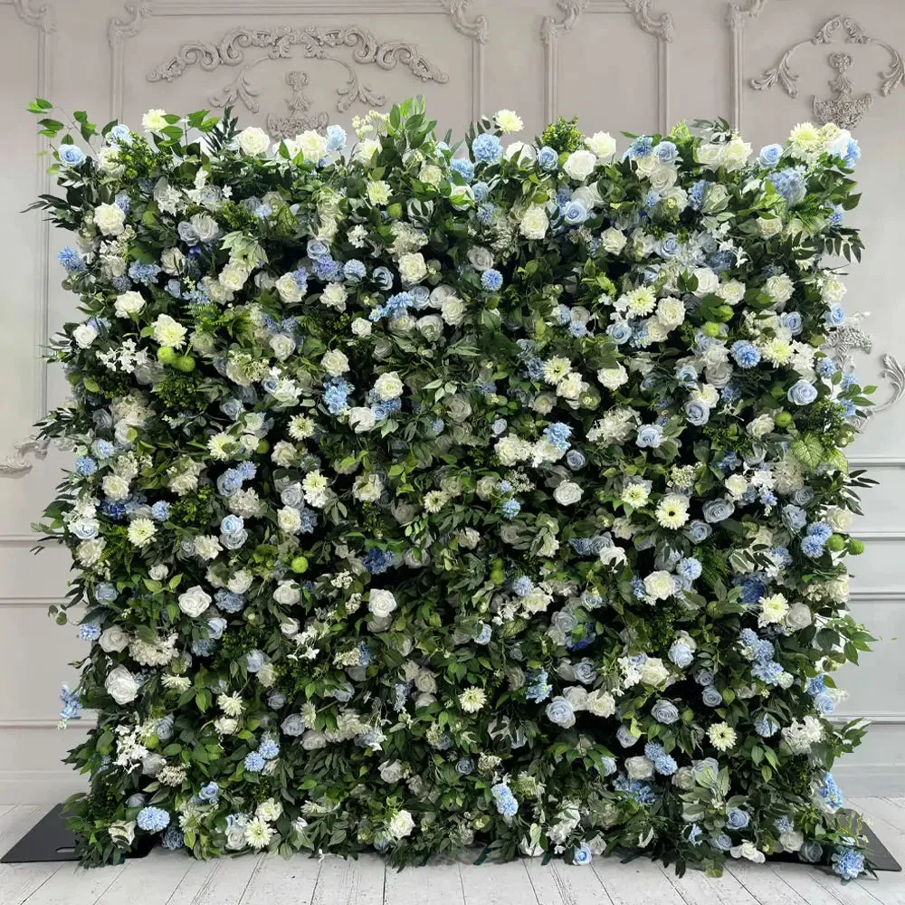 Muro de flores de tela artificial verde tela enrollable telón de fondo floral para fiesta