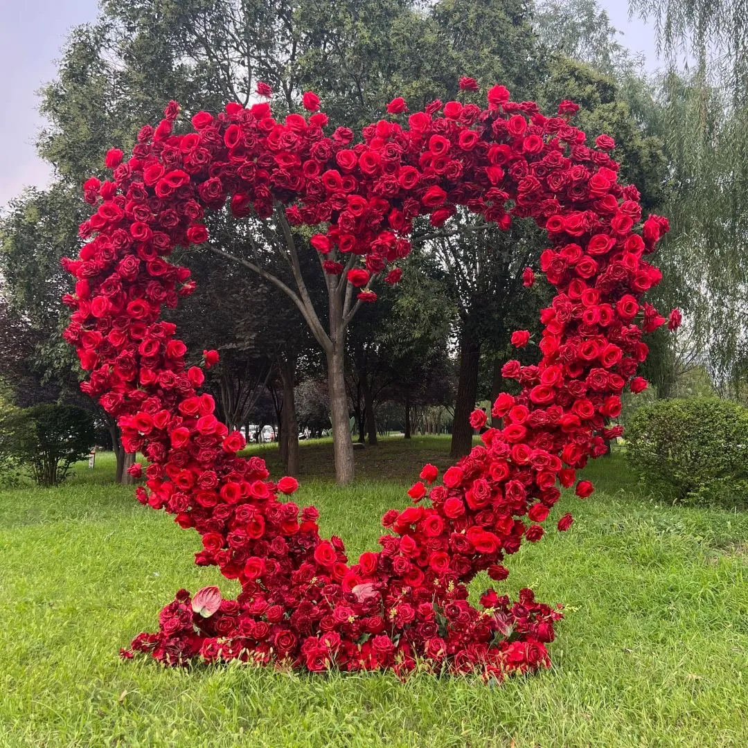 Decoración de la fiesta de boda en forma de arco de arco de arco floral en forma de corazón de Ybliouke