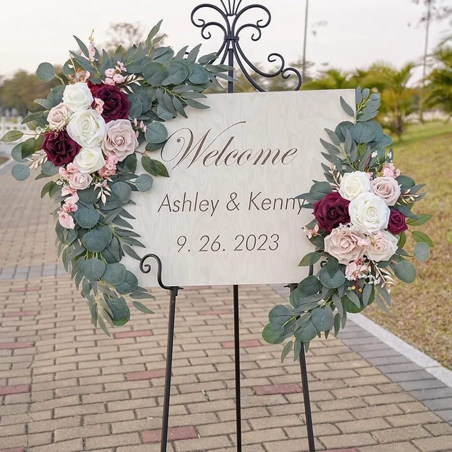 Sign Sign Flower White & Borgoña