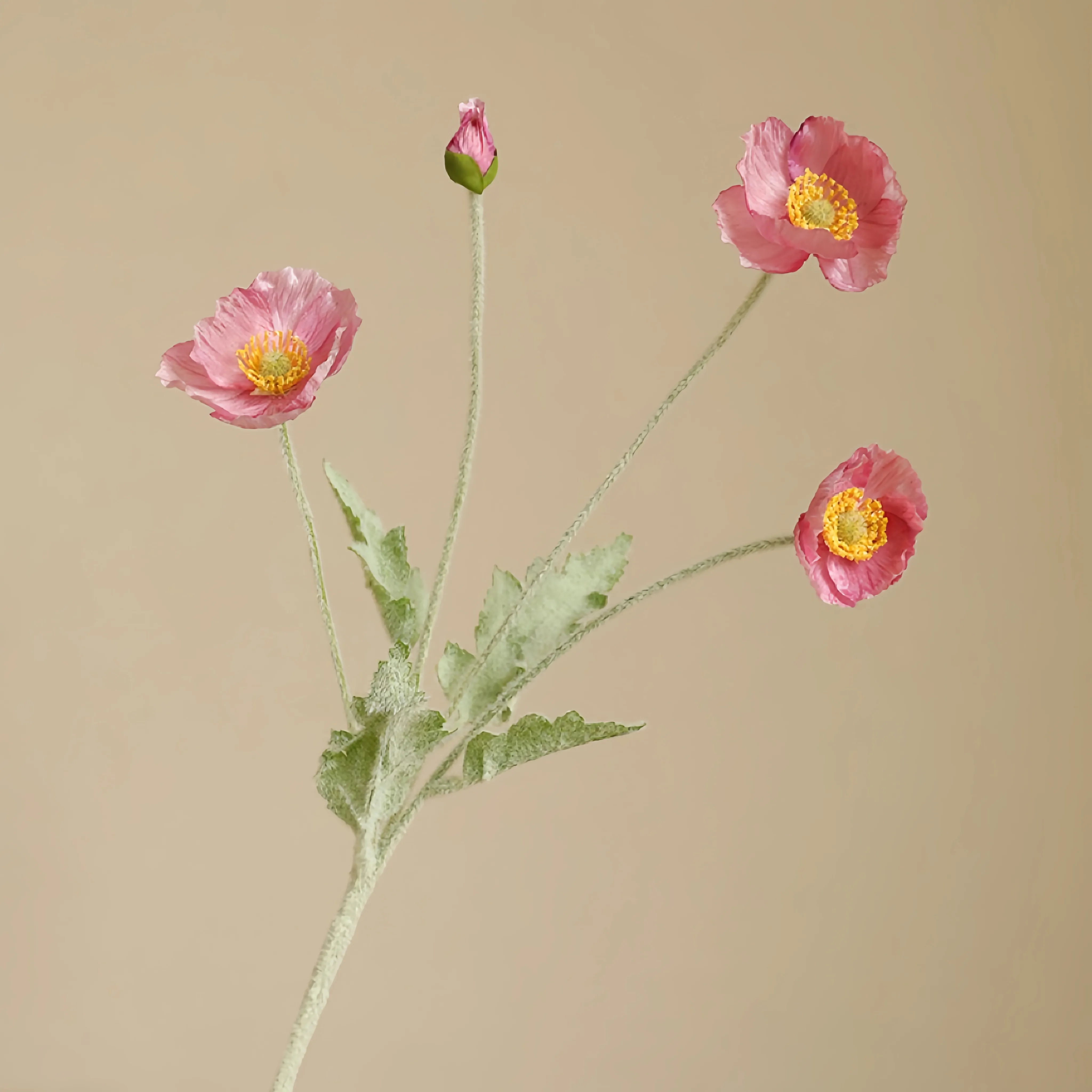 Faux Flocked Poppy Arreglo de la amapola