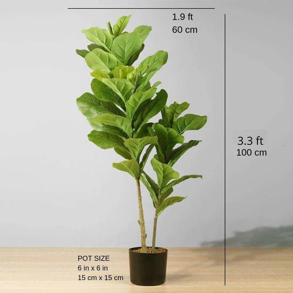 Planta en maceta de hoja de violín artificial rica (tamaño múltiple）